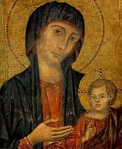 Vierge en majesté de Santa Trinita. Détail. Cimabue, vers 1290-1300. Galerie des Offices.