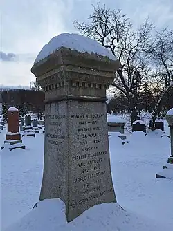 La pierre tombale d'Honoré Beaugrand située au Cimetière Mont-Royal.