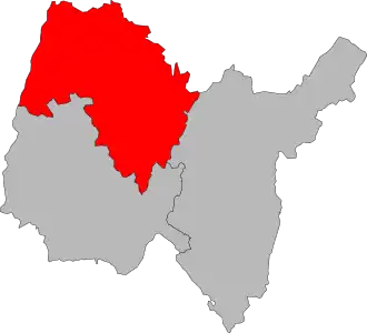 Carte de la première circonscription de l'Ain de 1958 à 1986