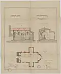 Plans et coupes de la voûte et de l'église (1892).