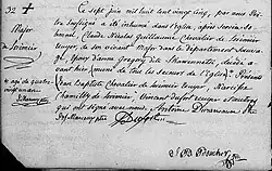 Acte de sépulture de Claude Nicolas Guillaume Chevalier de Lorimier. 7 juin 1825. Paroisse Saint-François-Xavier-de-Caughnagawa de la ville de Caughnagawa.