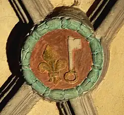 Clef de voûte du plafond la nef centrale datant de 1741.