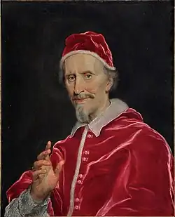 portrait en buste d'un pape vêtu de rouge, finesse des traits du visage