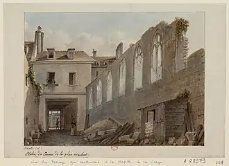 Vue du passage menant de la rue de la Montagne-Sainte-Geneviève à la chapelle de la Vierge (idem).