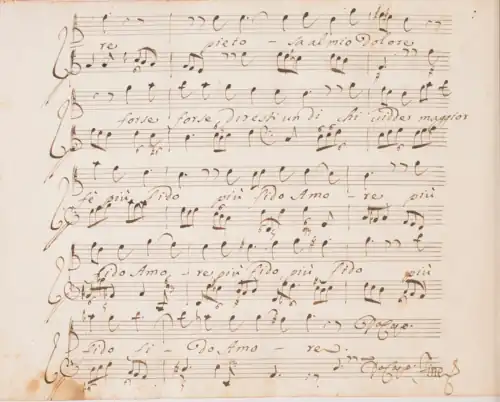 Dernière page de la cantate Clori vezzosa e bella