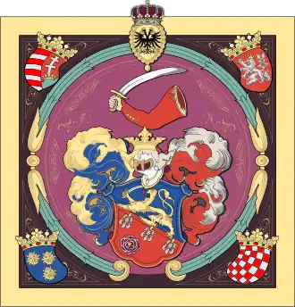 Blason de la famille Somogyi (et la ville de Hajdúszoboszló) de 1654.