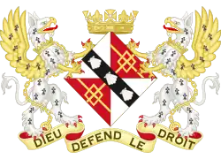 Après son divorce, elle reprend les armoiries de son père avec l'ajout d'une couronne.