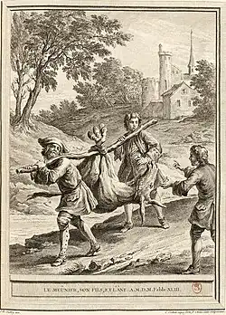 Gravure de Pierre Chenu et de Charles-Nicolas Cochin d'après un dessin de Jean-Baptiste Oudry (1755).