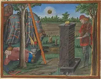 Cœur lit l’inscription de la Fontaine (f. 15r).