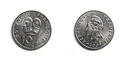 Pièce de 10 F CFP (Polynésie française).