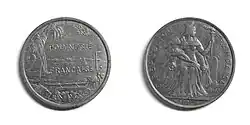 Pièce de 2 F CFP (Polynésie française).