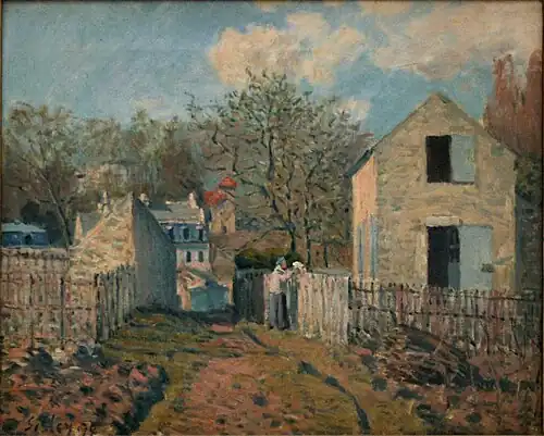 Coin du village de Voisins, 1874 (D. 142), 38 × 47 cm, musée d'Orsay.