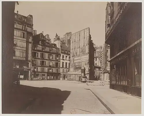 L'angle avec la rue Sainte-Foy en 1907 (photographie d'Eugène Atget).