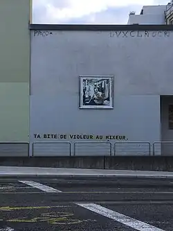 Genève : « Ta bite de violeur au mixeur ».