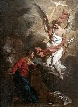 L'Annonciation en présence d'ammantate, 1726, huile sur toile,  Collection Motais de Narbonne.