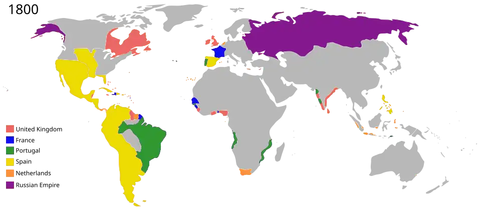 il manque la Louisiane française qui ne sera cédée aux États-Unis d'Amérique en 1803.