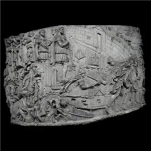 Les Daces sont vaincus, sac d'un village.