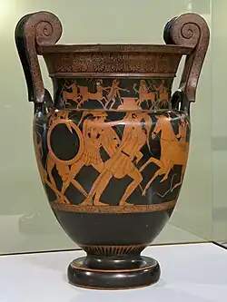 Cratère à volutes. Scène d'amazonomachie. Musée archéologique d'Agrigente