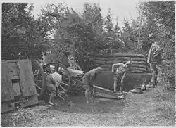 Un canon de la 41e batterie du 47e&nbsp;RAC, rattaché à la 17e&nbsp;DIC en juillet 1916 en Macédoine-Centrale.