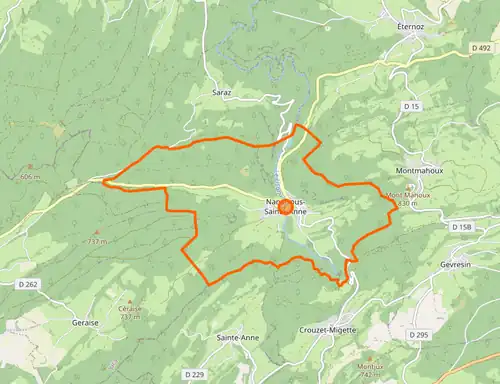 Carte représentant les limites territoriales d'une commune.