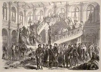 Gardes nationaux dans la cour Louis XIV, gravure de L'Illustration (1871).