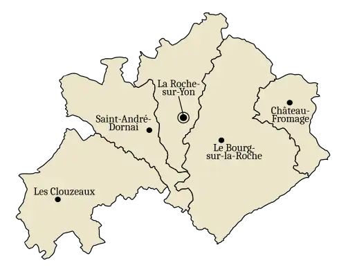 Les communes du canton de La Roche-sur-Yon, en 1790.