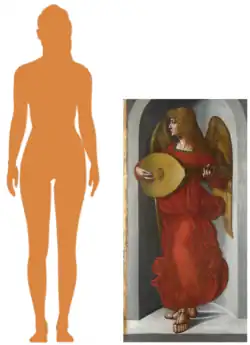 Silhouette d'une femme à hauteur de celle du tableau.