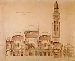 Plan de l'église Saint-Cœur-de-Marie à Concarneau (dessin de Charles Chaussepied).