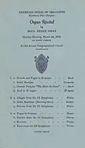 Programme d'un concert donné par Renée Nizan en 1935 à Cleveland dans l'Ohio