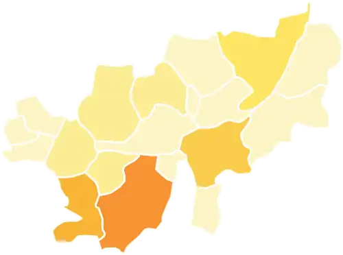Répartition des sièges de conseillers communautaires par commune de la CCVIA.
