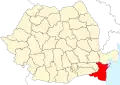 Map of Romania highlighting Constanța County
