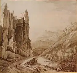 Jean-Antoine ConstantinLe vallon des thermes et la chapelle Saint-Gilles à Digne.