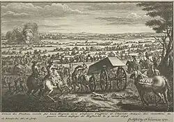 Convoi français de pontons montés et de munitions en vue du siège de la ville.