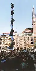 Pilar de sis à Copenhaguen, par les Castellers de Vilafranca, 1996.
