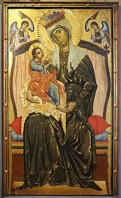 Vierge en majesté (Maestà), Madone des Servites. Coppo di Marcovaldo (attr.), 1265-70. H. 2,38&nbsp;m. Orvieto, Museo dell'Opera del Duomo.