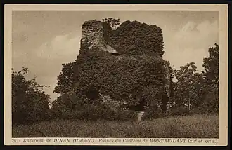 Les ruines du château de Montafilant vers 1930 (carte postale).