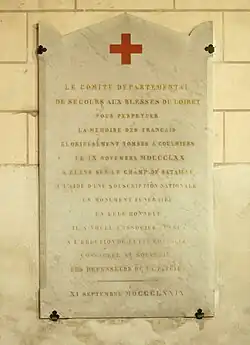Plaque à la mémoire des combattants français dans l'église de Coulmiers.