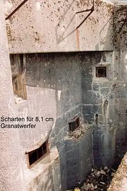 Créneau pour un 81&nbsp;mm du bloc 3 de l'ouvrage de l'Annexe Sud de Coume.