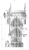 Vue en coupe du donjon,gravure par Viollet-le-Duc.