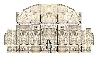 Restitution de la coupe de l'intérieur de la Grotte de Meudon.