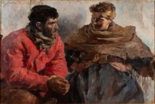 Couple de pêcheurs flamands, huilte sur toile, s.d.