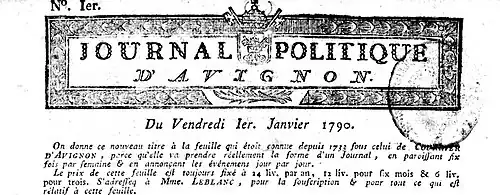 Courrier d'Avignon devenu Journal politique d'Avignon