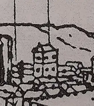 n°24 : second couvent des Clarisses (XVIIe&nbsp;siècle), extrait du dessin réalisé par Joachim Duviert en 1612. Emplacement actuel de la préfecture des Landes.