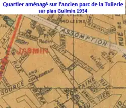 Nouveau quartier sur plan de 1934.