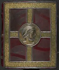 Couverture d'un manuscrit médiéval.