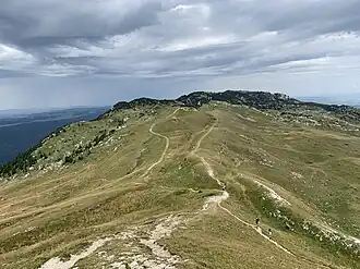 Vue sur le crêt de la Neige depuis le Reculet.