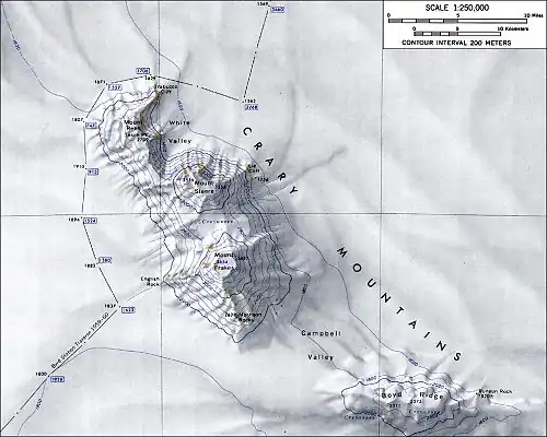 Carte topographique des monts Crary (échelle 1:250&nbsp;000) de l'USGS.
