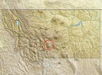 Carte de localisation des monts Crazy au Montana.