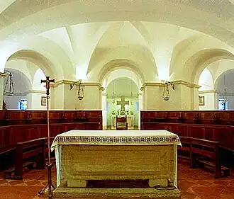 Le sarcophage romain en pierre du IXe&nbsp;siècle.
