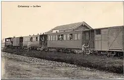 Un train à l'arrêt en gare de Champdeuil - Crisenoy au début des années 1920